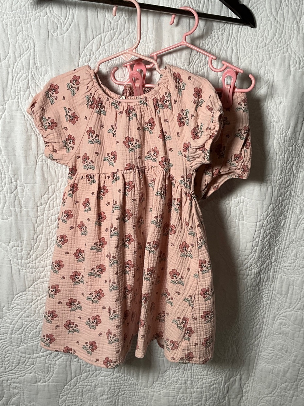 Quincy Mae Blush Pink Floral Cotton Dress
